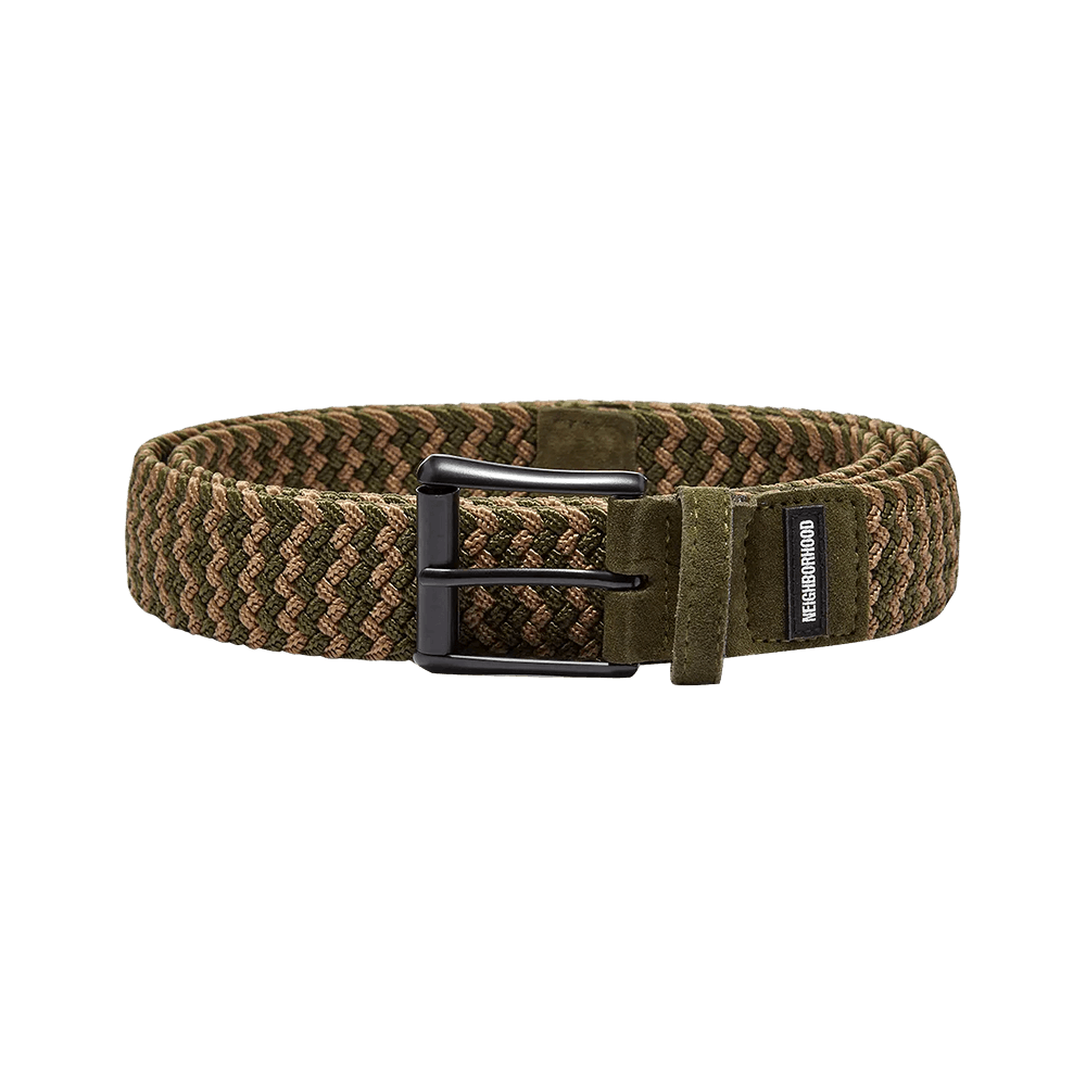 Buy Neighborhood Braid Belt 'Olive Drab/Beige' - 211MYNH AC01 OLIV