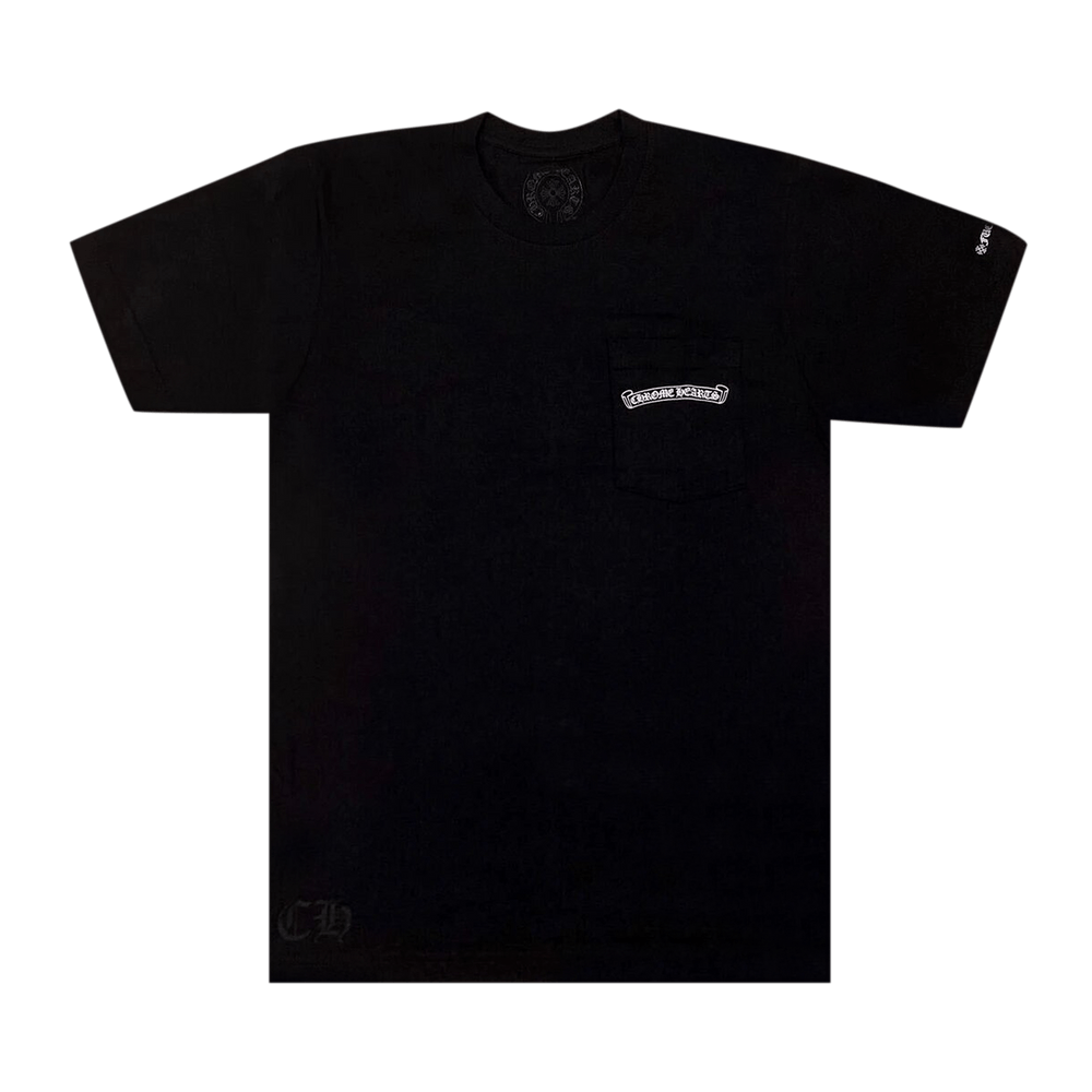 【Chrome Hearts】 Scroll Logo LS T-Shirt Black ★人気 Chrome Hearts Scroll Logo L/S Pocket T-shirt Black Men's - US