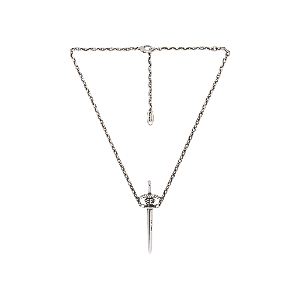 Buy Balenciaga Goth Sword Necklace 'Antique Silver/Crystal