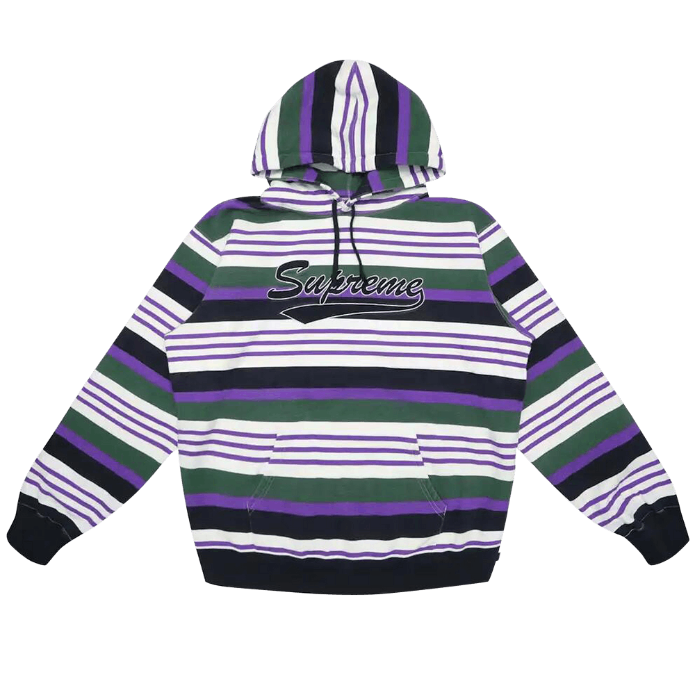 Buy Supreme Striped Hooded Sweatshirt 'Black' - SS18SW32 BLACK | GOAT