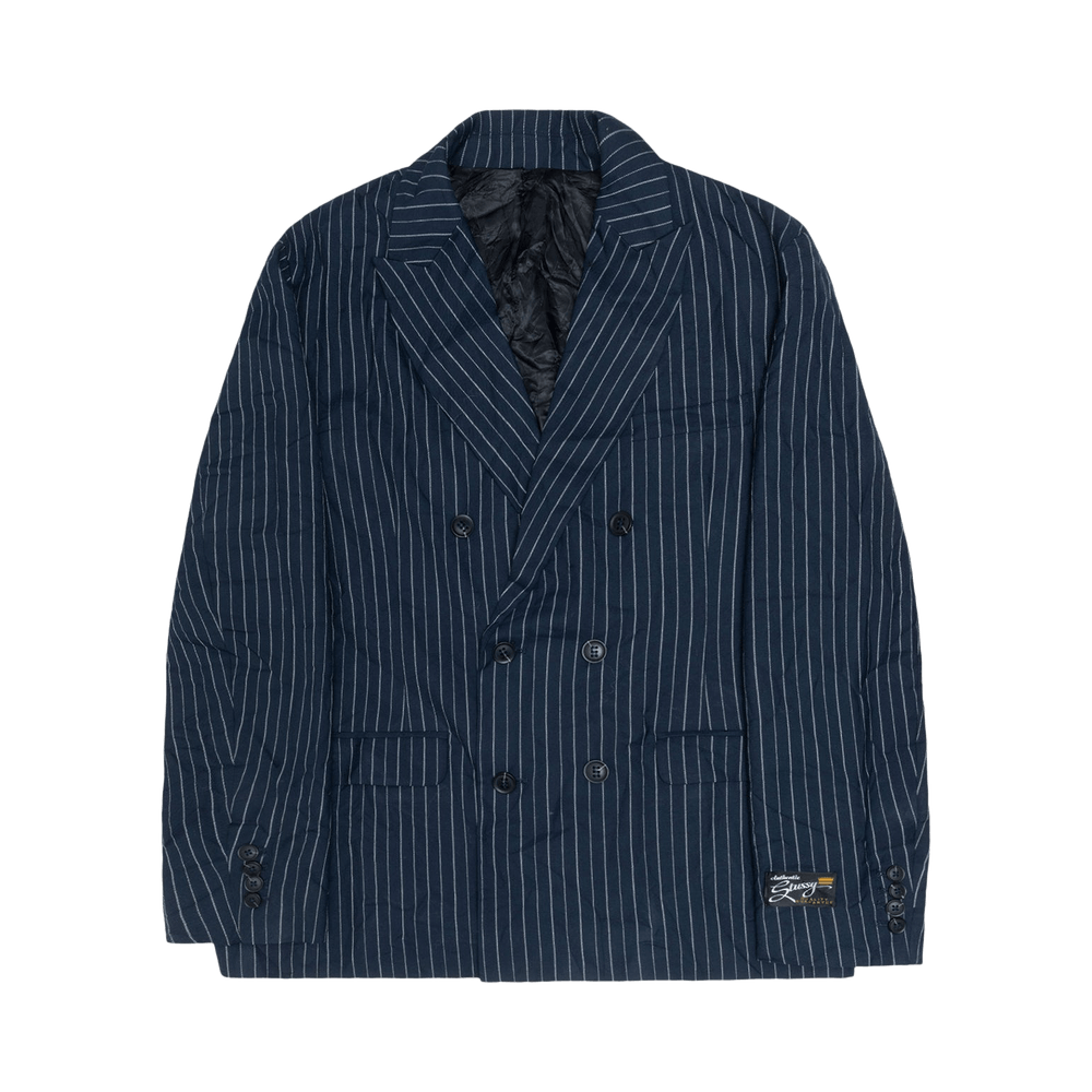 ジャケット・アウター stussy stitch stripe double blazer L Buy Stussy Wrinkled Stripe Double-Breasted Blazer 'Navy