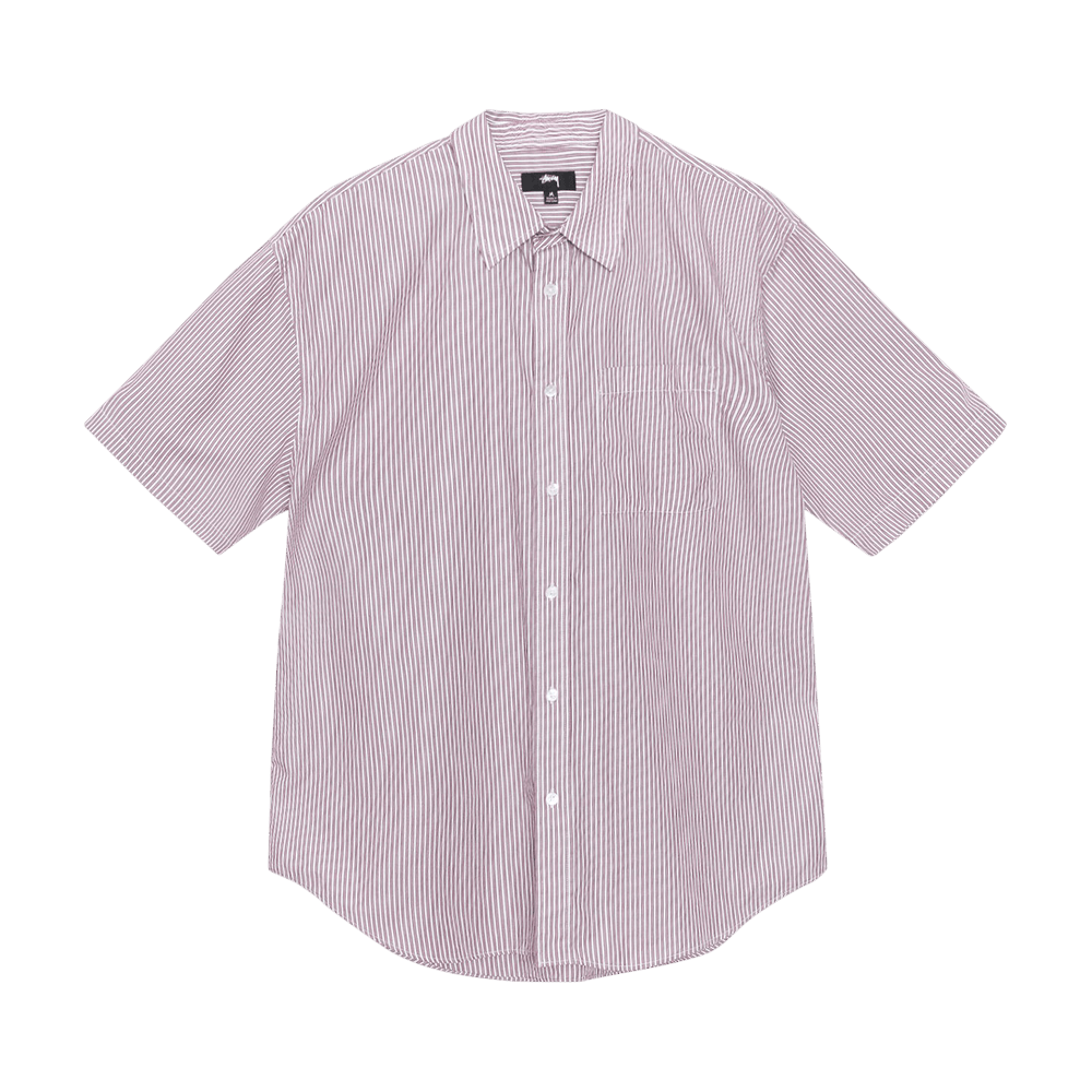 トップス STUSSY BOXY SS SHIRT 8 BALL STRIPE Buy Stussy 8 Ball Stripe Boxy Short-Sleeve Shirt 'Burgundy
