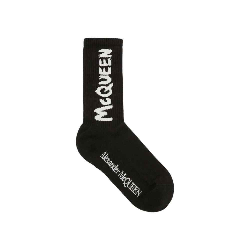 Buy Alexander McQueen Graffiti Socks 'Black/Ivory
