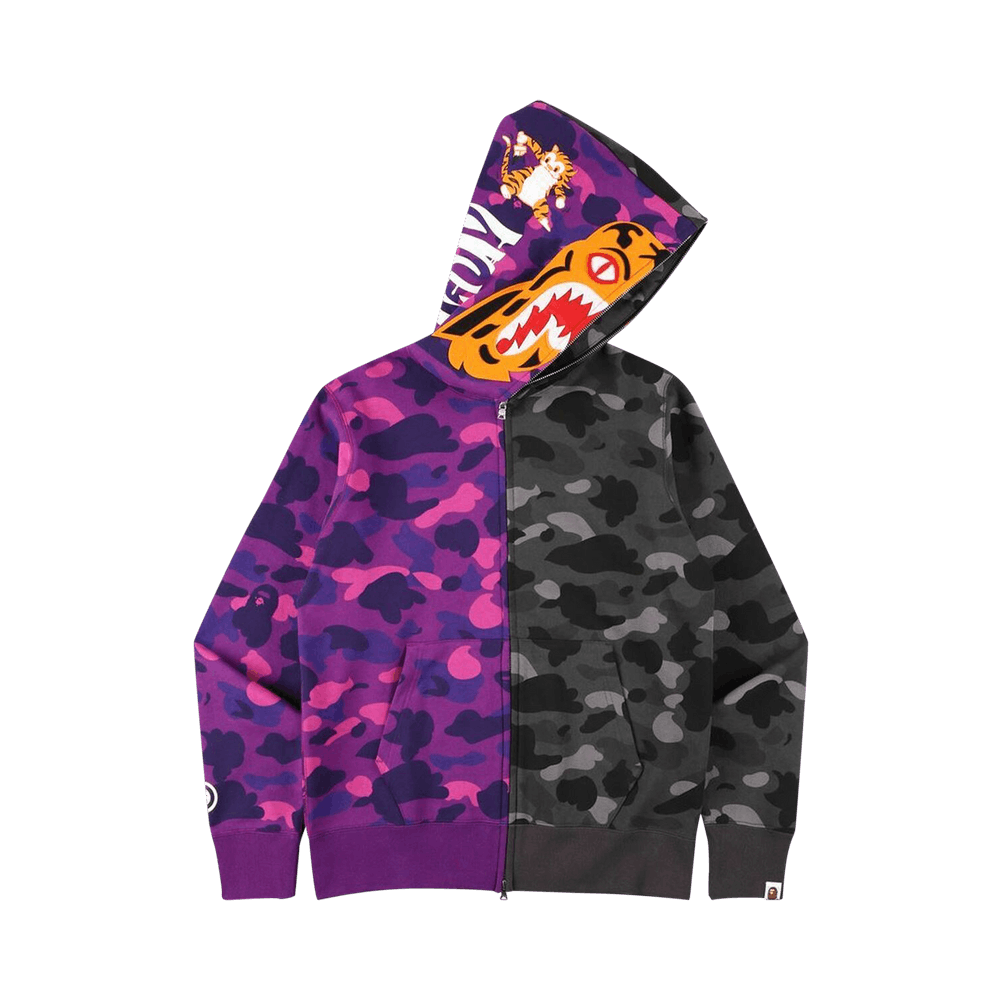 Buy BAPE Color Camo Tiger Shark Half Full Zip Hoodie Purple 1H20 115 014 PURPLE GOAT CA