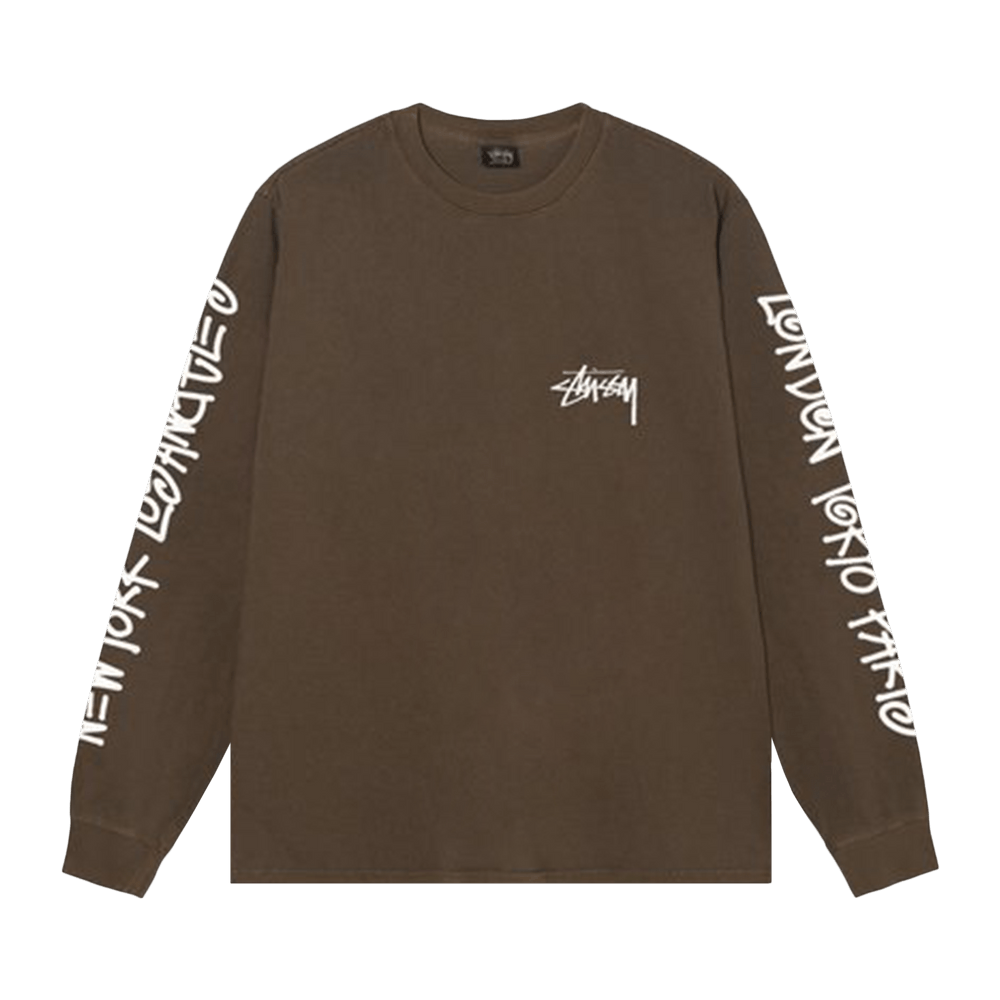 ★【Stussy】★Big Cities LS T-Shirt Pigment Dyed★Coffee★ Buy Stussy Big Cities Pigment Dyed Long-Sleeve Tee 'Coffee