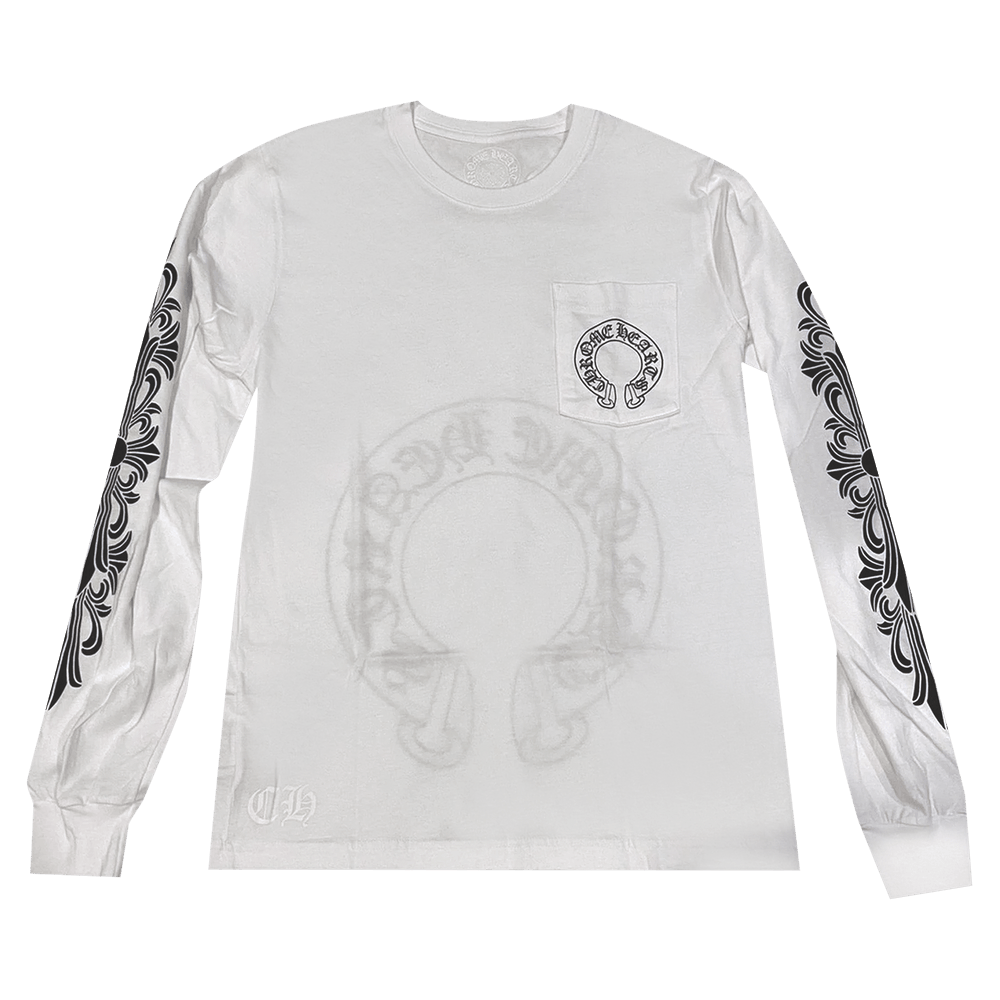 希少品♪【CHROME HEARTS】アスペンフローラル ロングTシャツ 白 Size【L】 CHROME HEARTS クロム・ハーツ ASPEN SCROLL LS T