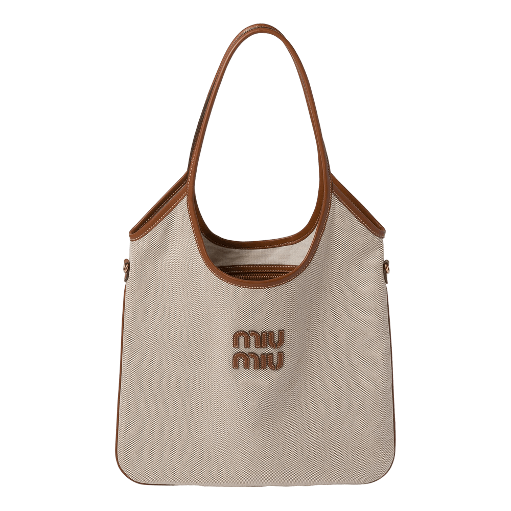 Miu Miu｜ (5BG231 ACRN F062F) Buy Miu Miu Canvas Shopping Bag 'Beige/Brandy' - 5BG231 2CRN