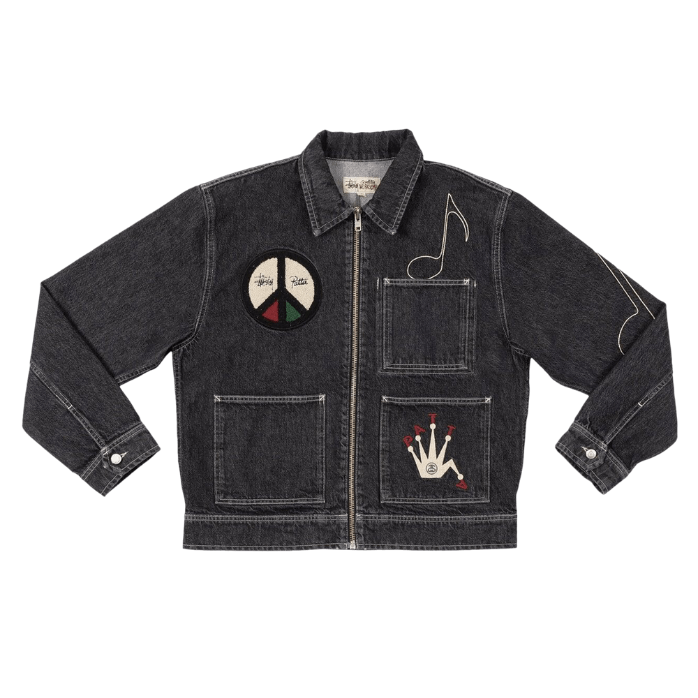 Buy Stussy x Patta Zip Work Jacket 'Black' - 315302 BLAC | GOAT