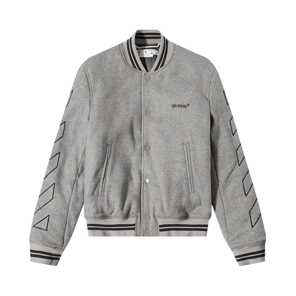 Size xl Off White Diagonal Outline Wool Varsity Jacket Grey Melange