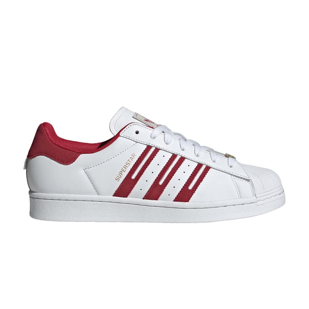 Adidas superstar red white stripe hotsell