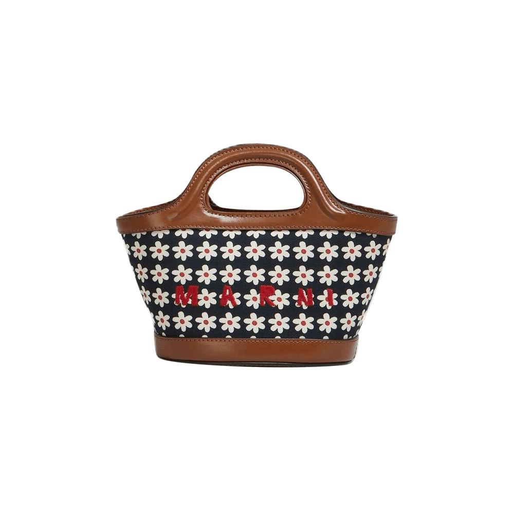 Buy Marni Black Canvas Tropicalia Micro Bag With Daisy Print
