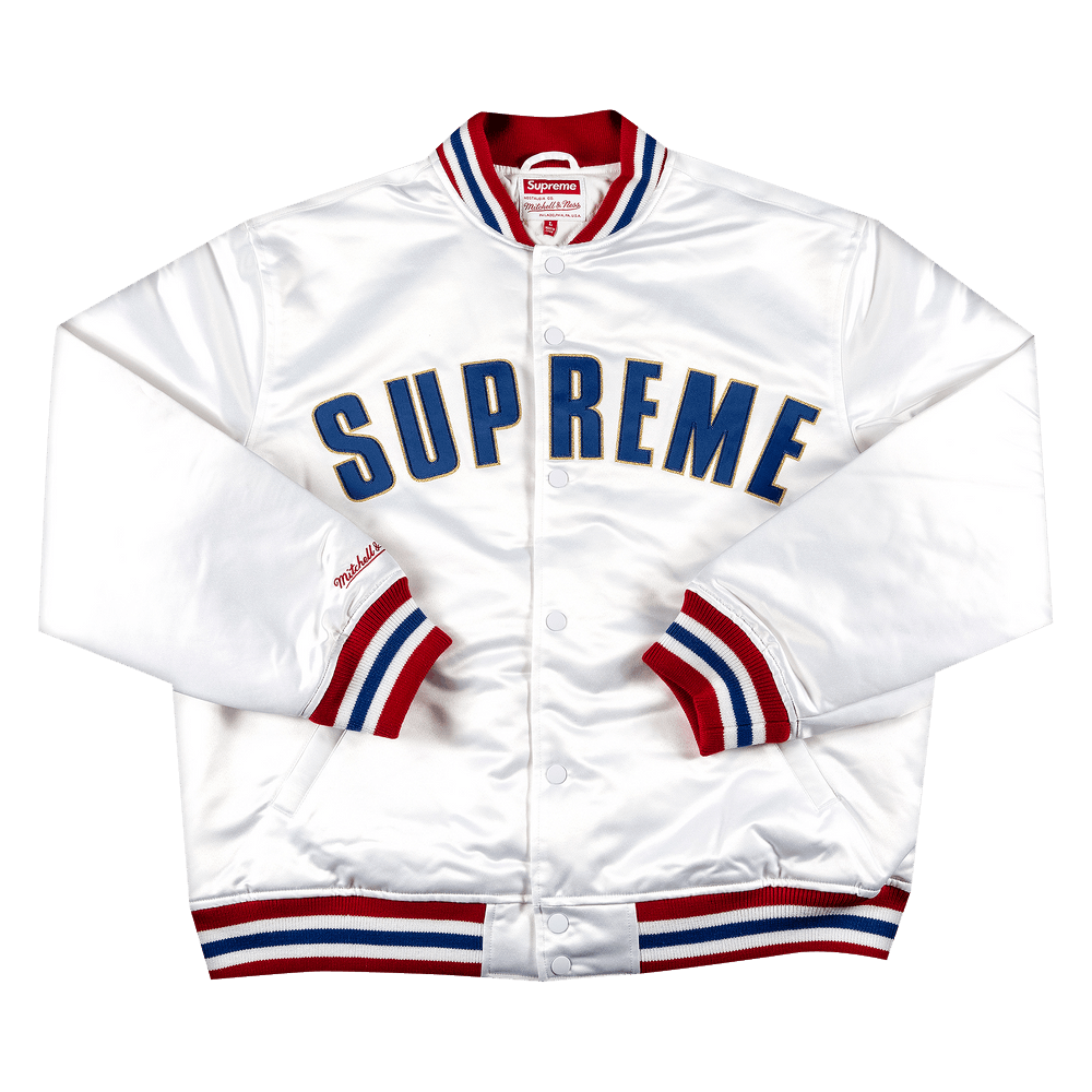 Buy Supreme x Mitchell And Ness Satin Varsity Jacket 'White
