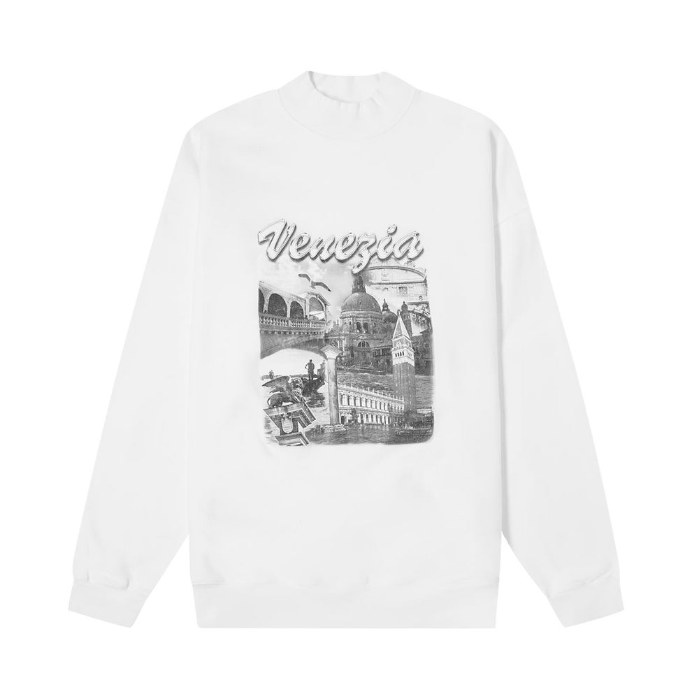Buy Balenciaga Venezia Print Crewneck 'White/Grey' - 652981 TKV89