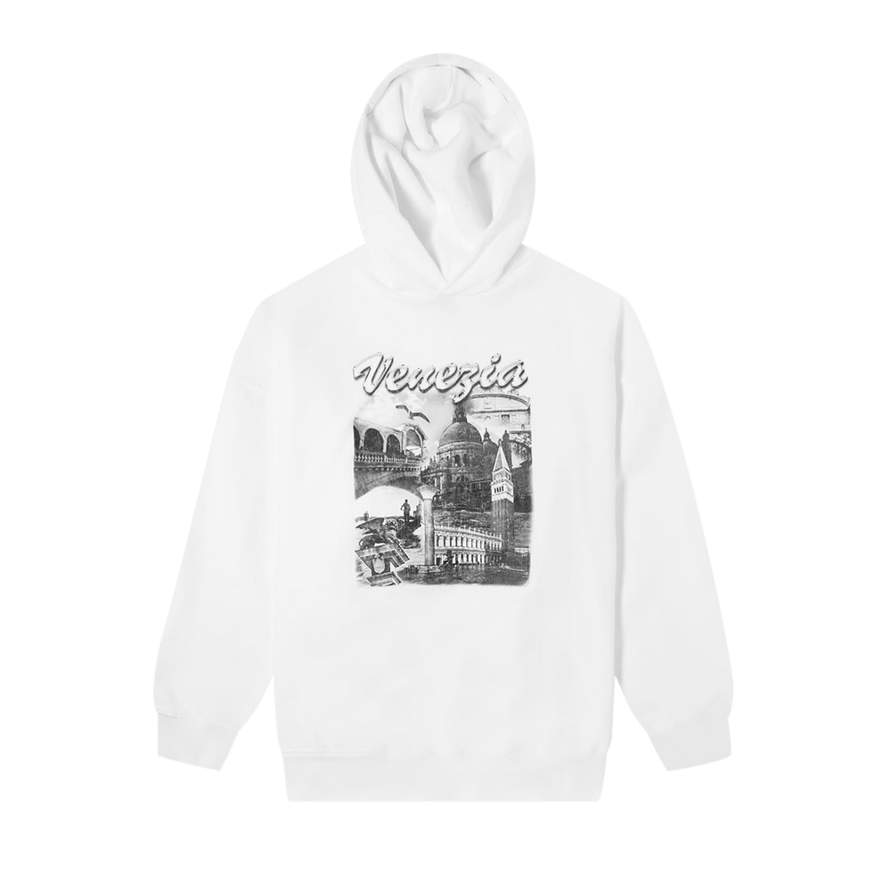 Buy Balenciaga Venezia Print Oversized Hoodie 'White/Grey