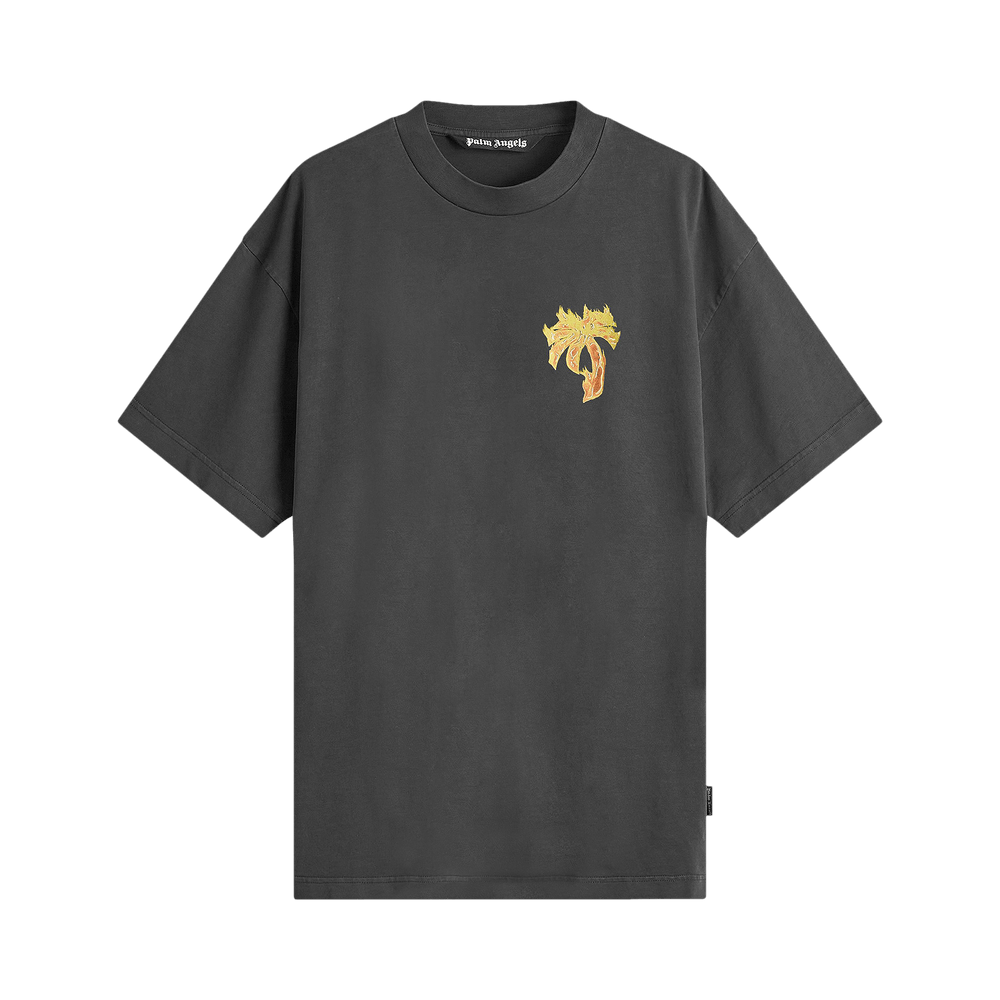 トップス Palm Angels BURNING LOGO OVER BLACK PALM ANGELS Burning Logo LS T-shirt Black - Wrong Weather