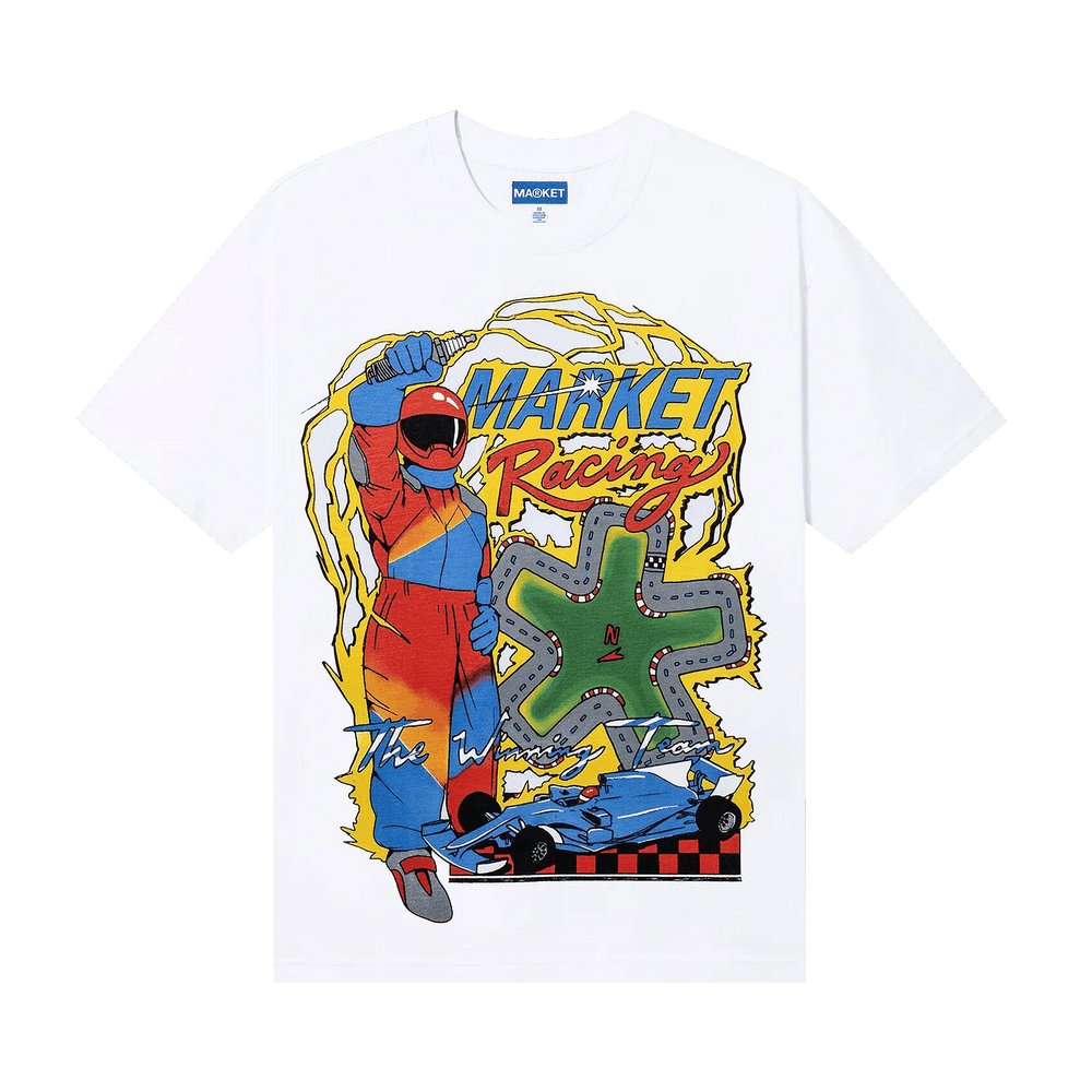 ☆FREEDOM☆ Racing Pique T-Shirt White FD24MMPK0340WH Men's Wood Brothers Racing Checkered Flag White Pit Crew T-Shirt