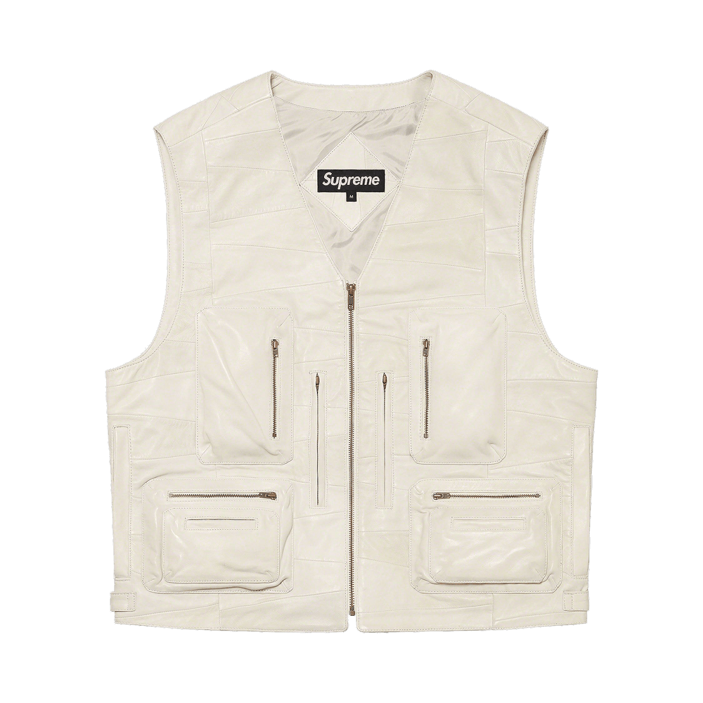 Buy Supreme Leather Cargo Vest Black and Brown supreme Patchwork