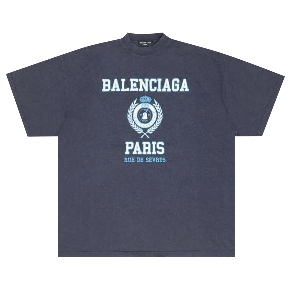 Buy Balenciaga College Crest Oversized T-Shirt 'Navy' - 694576