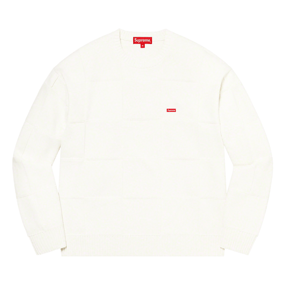 Buy Supreme Tonal Checkerboard Small Box Sweater 'White