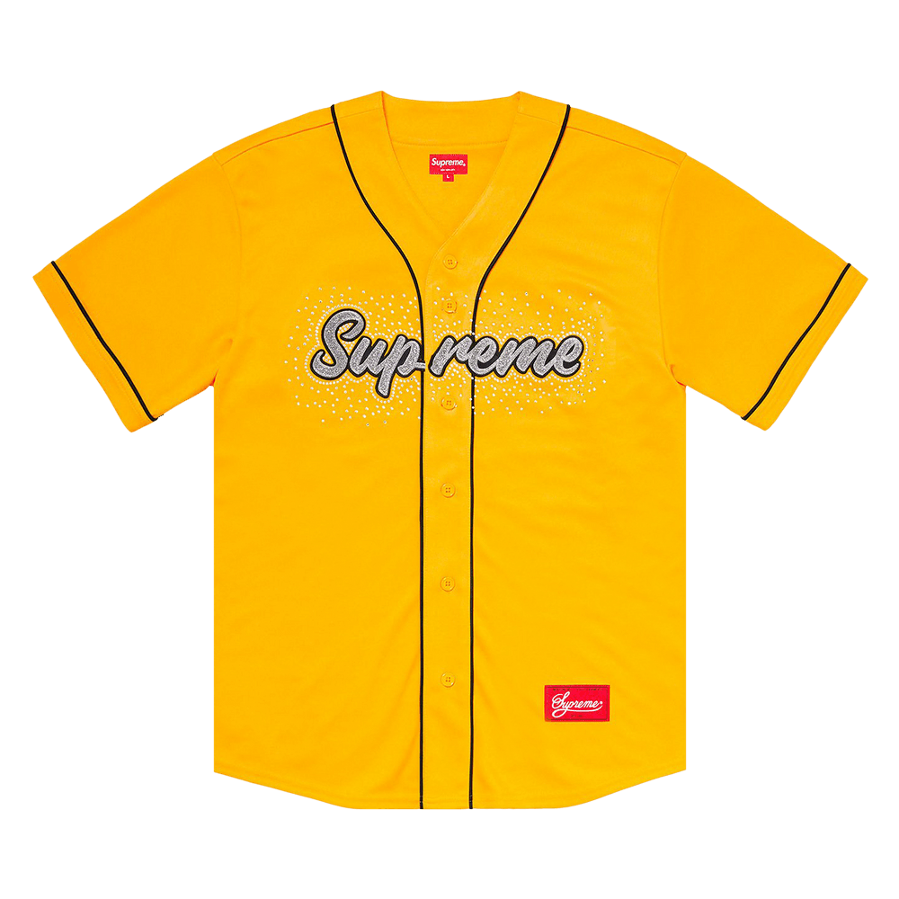 Buy Supreme Rhinestone Baseball Jersey 'Yellow' - SS20KN62 YELLOW