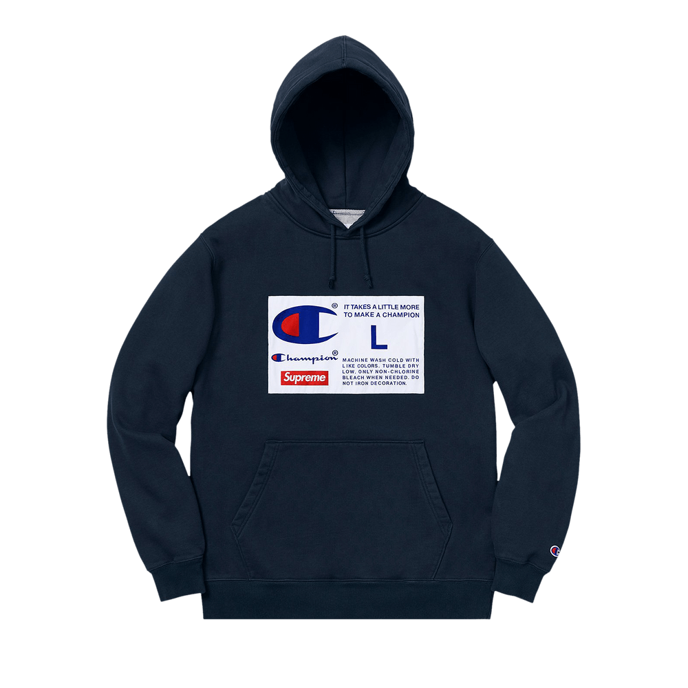 【古着】supreme champion hoodie Lサイズ　navy Buy Supreme x Champion Label Hooded Sweatshirt 'Navy