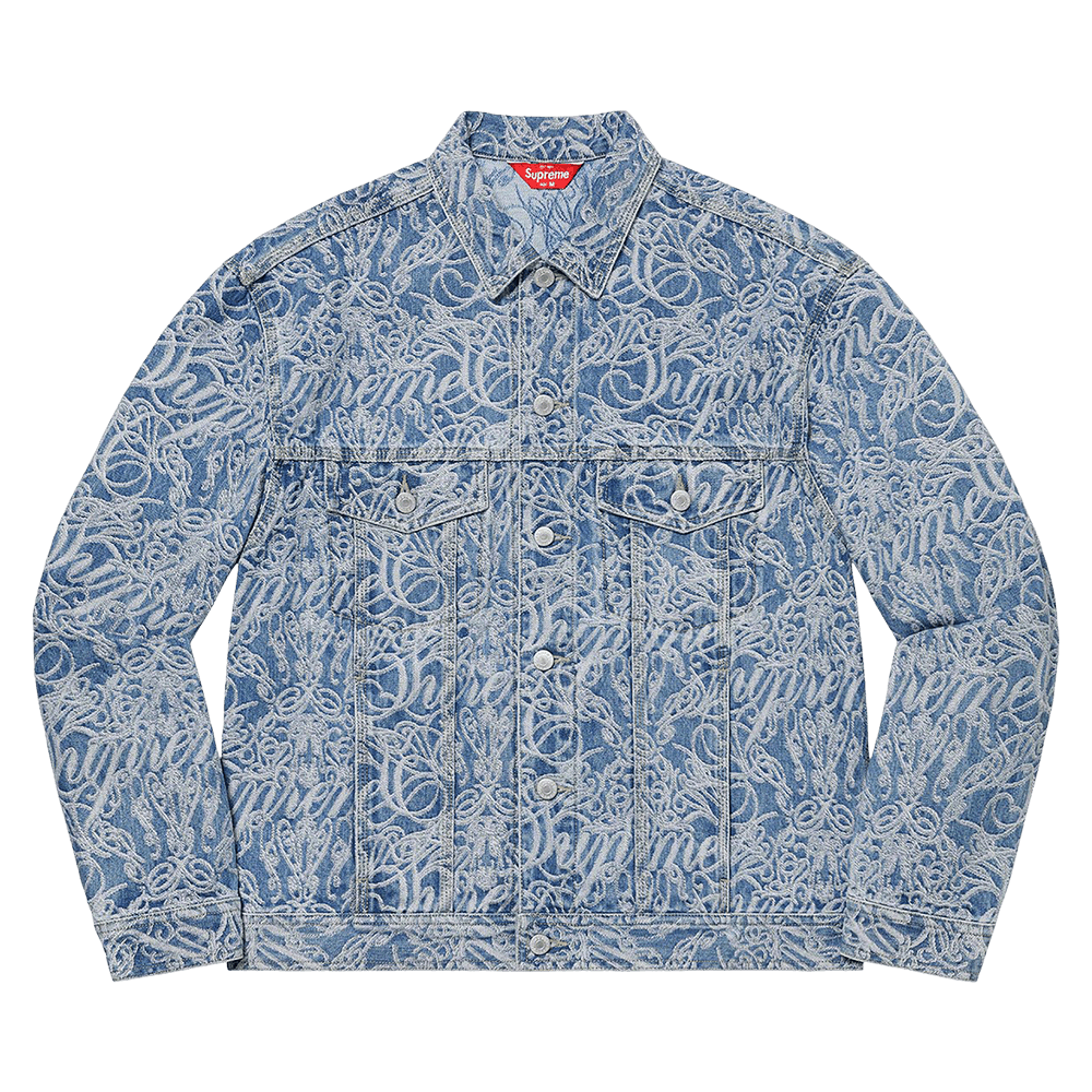 Buy Supreme Script Jacquard Denim Trucker Jacket 'Washed