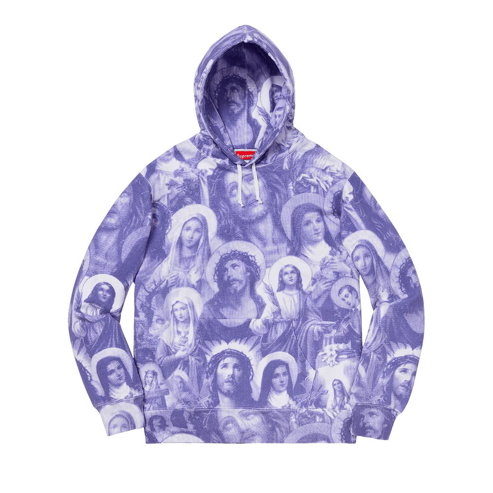 Buy Supreme Jesus And Mary Hooded Sweatshirt 'Purple' - 0052