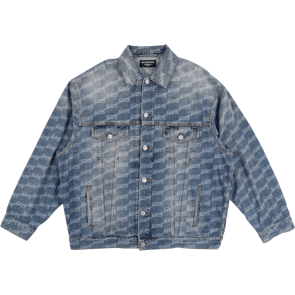 新品 Buy Balenciaga All-Over BB Monogram Logo Denim Jacket 'Blue ジャケット・アウター