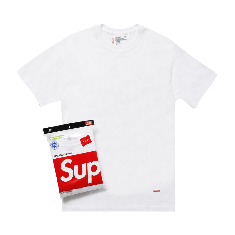 SUPREME HANES TAGLESS TEES WHITE S-XL 白 送料無料 Supreme Hanes Tagless Tee T-Shirt - White - Medium - Pack of