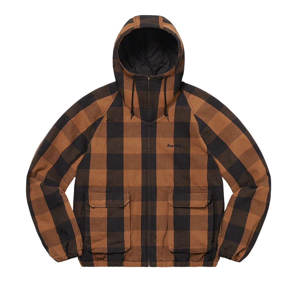一番の Buy SS22J82 - Plaid' 'Brown Jacket Hooded Cotton Supreme ジャケット・アウター