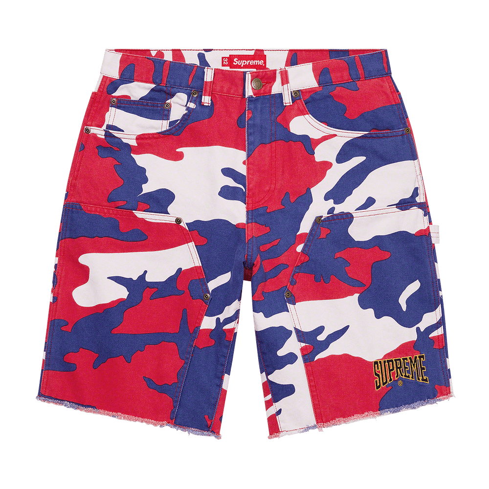 Buy Supreme Cutoff Double Knee Denim Painter Short 'Red Camo