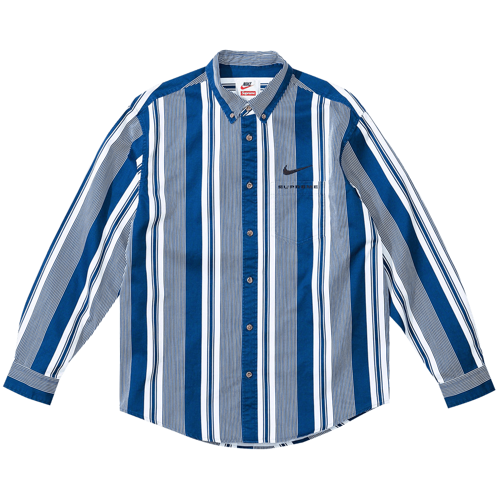 【驚きの値段】 Buy SS21S1 - Stripe' 'Blue Shirt Twill Cotton Nike x Supreme トップス