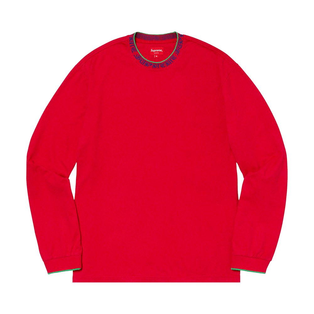 Buy Supreme Old English Collar Logo Long-Sleeve Top 'Red