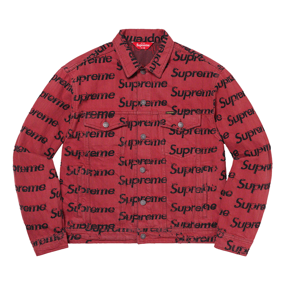 Size l Supreme Frayed Logos Denim Trucker Jacket 'Red'