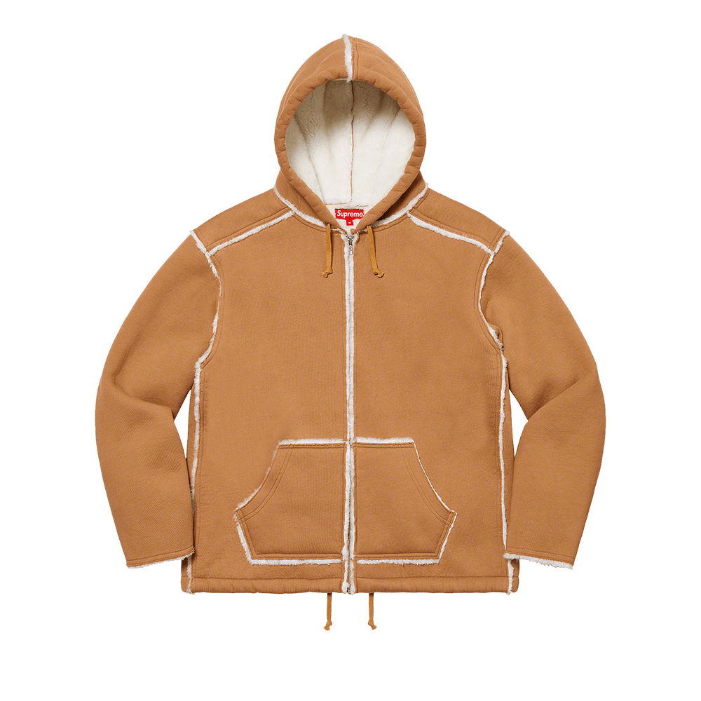 Supreme reversed shearling hooded jacket top