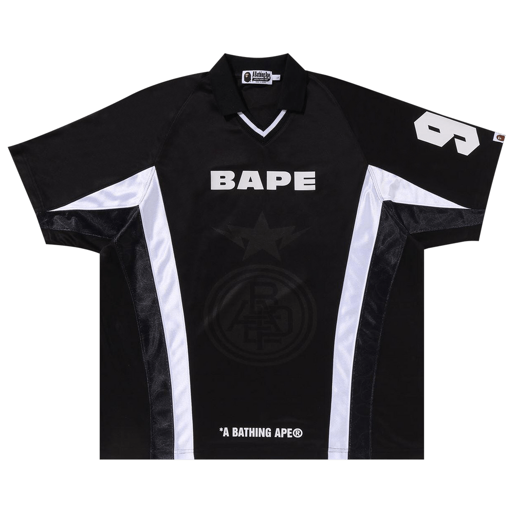 Buy BAPE Multi Logo Relaxed Fit Soccer Jersey 'Black' - 1K80