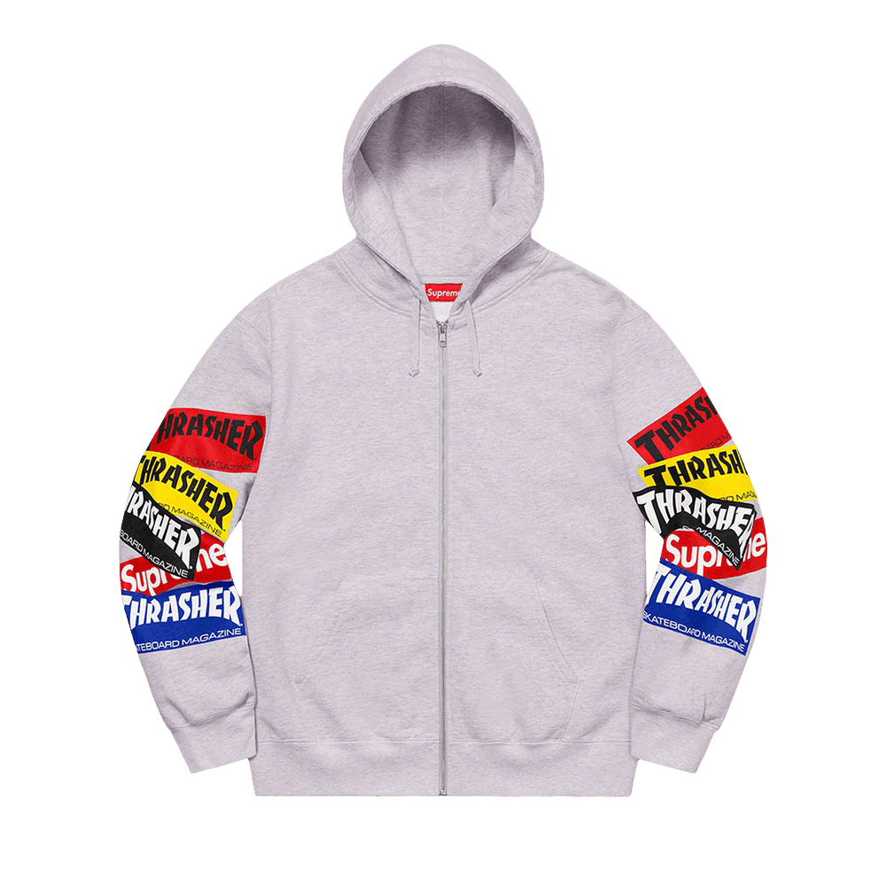 Buy Supreme x Thrasher Multi Logo Zip Up Hooded Sweatshirt 'Ash