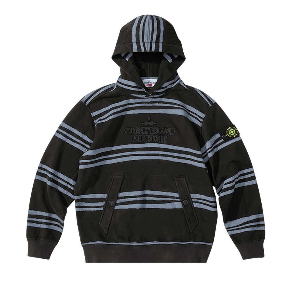 Buy Supreme x Stone Island Warp Stripe Hooded Sweatshirt Black FW20SW19 BLACK GOAT UK