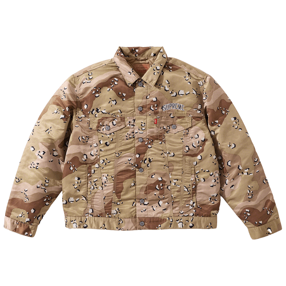 Buy Supreme x Levi's Nylon Trucker Jacket 'Chocolate Chip Buy Supreme x Levi's Nylon Trucker Jacket 'Chocolate Chip