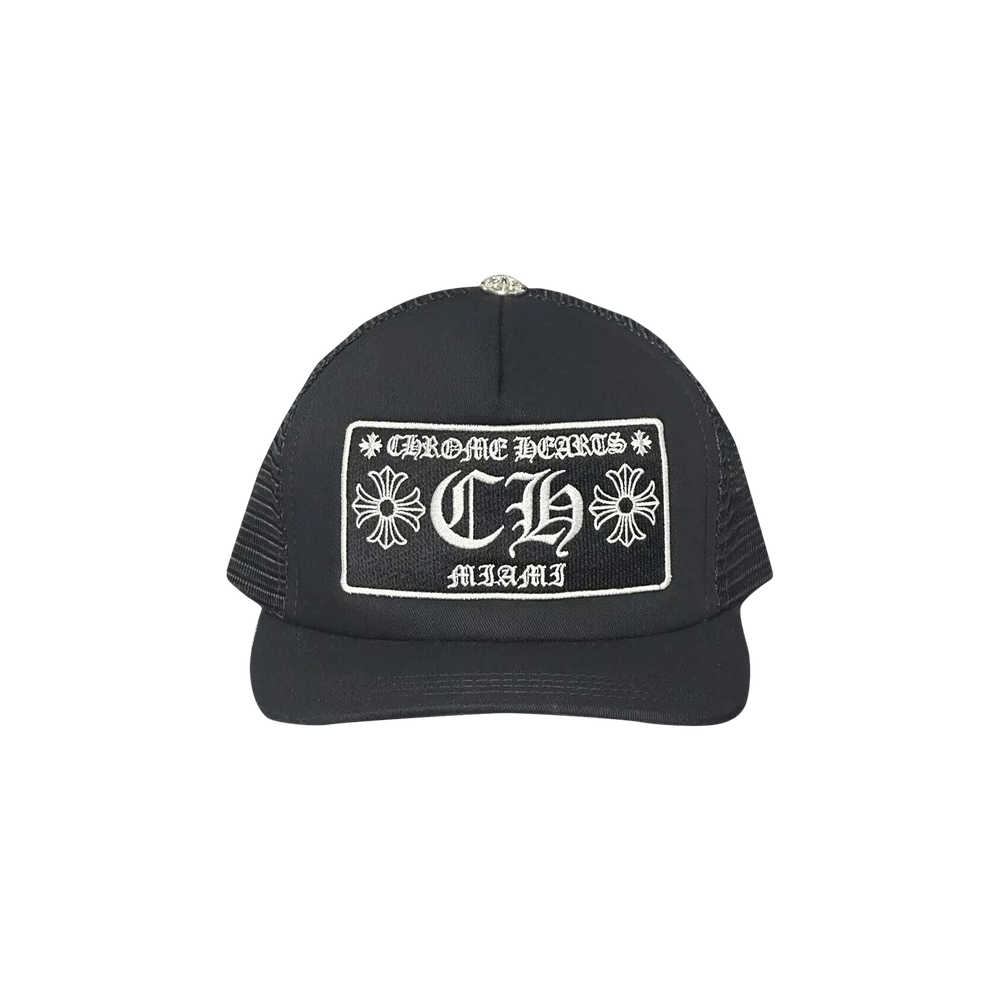 【人気/関税/送料込み】 Chrome Hearts Trucker Hat Black - Mia Chrome Hearts Miami Patch Trucker Hat – Goldeneye Curations