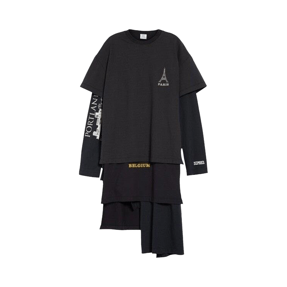 vetements レイヤードカットソー Buy Vetements Layered Tourist Long-Sleeve T-Shirt Dress 'Black
