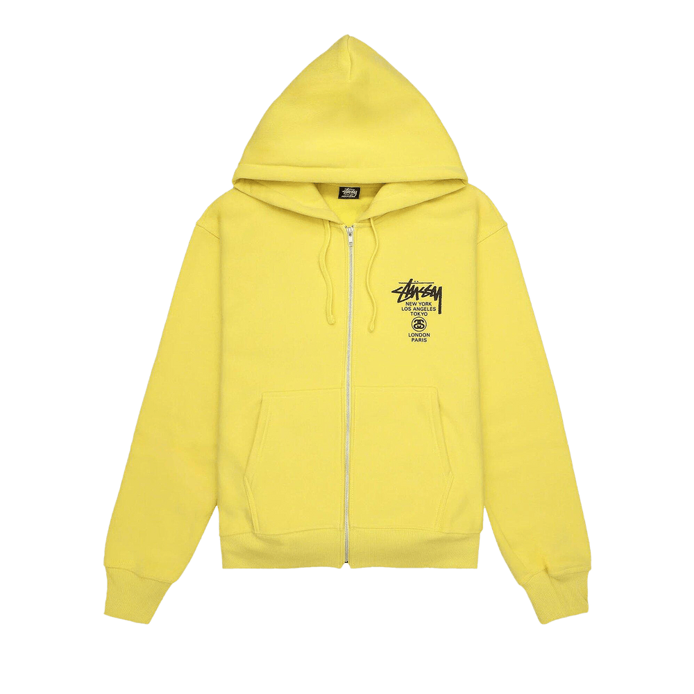 Buy Stussy World Tour Zip Hoodie 'Yellow' - 3973713 YELL | GOAT