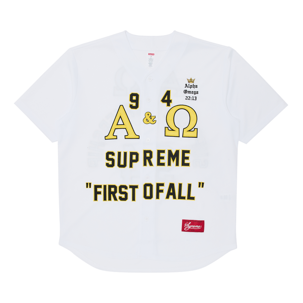 【Supreme】 Alpha Omega Baseball Jersey - 24FW Supreme Alpha Omega Baseball Jersey (FW24) - $148
