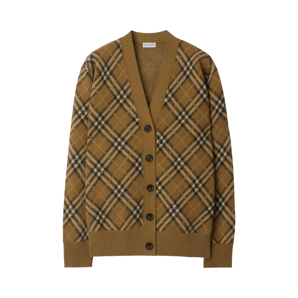 Buy Burberry Wool Check Cardigan 'Shrew' - 8099621 | GOAT