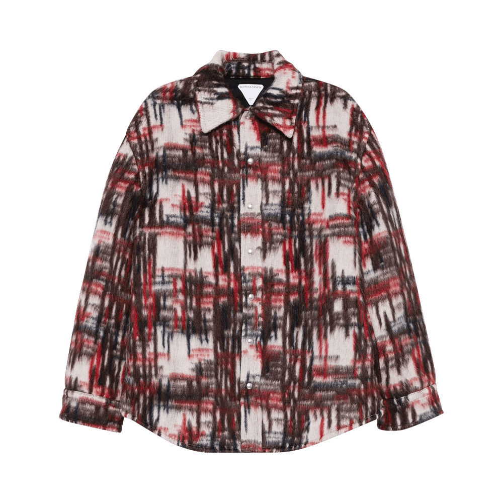 Buy Bottega Veneta Knit Plaid Overshirt Jacket 'White/Red