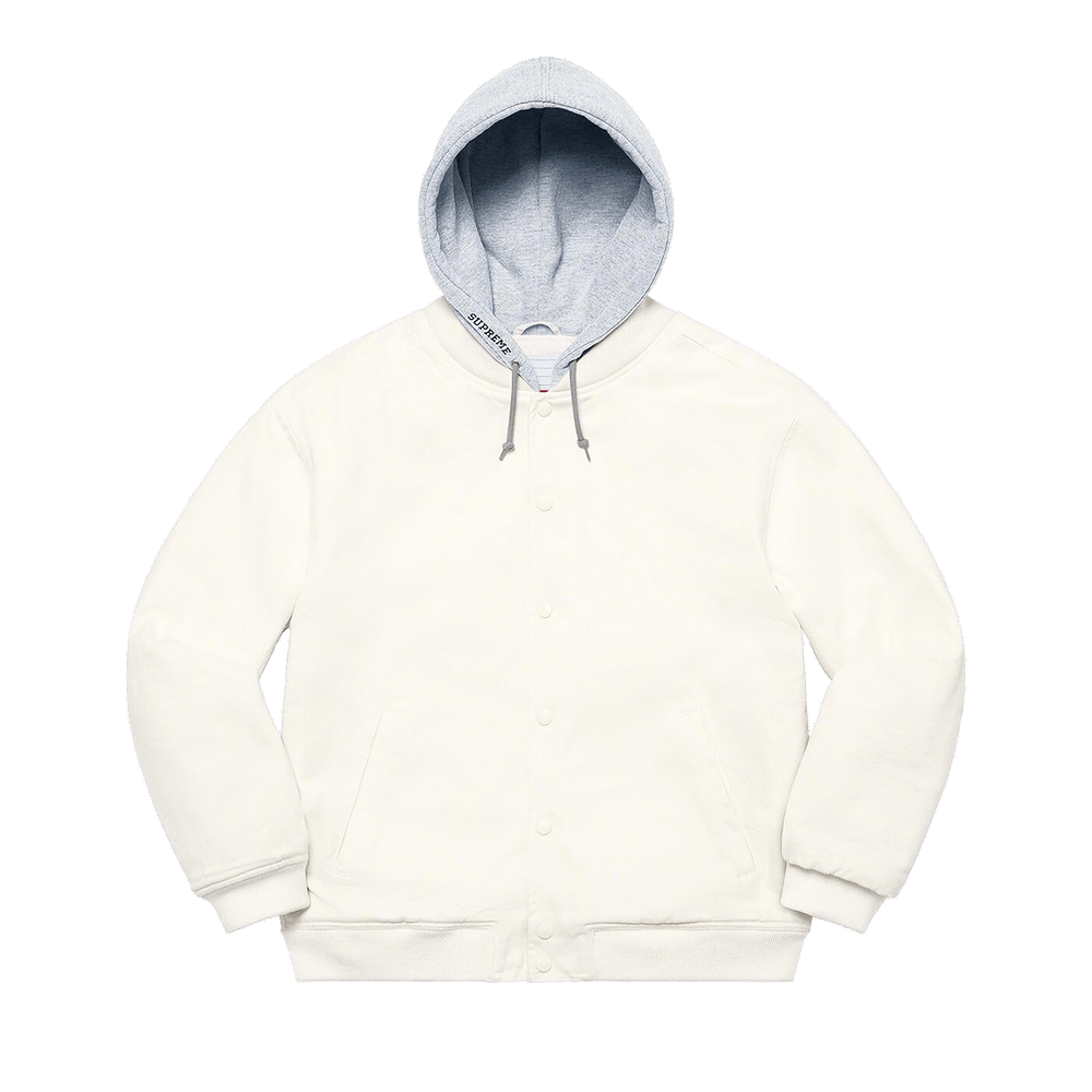 Buy Supreme Hooded Twill Varsity Jacket 'White' - SS22J85 WHITE | GOAT