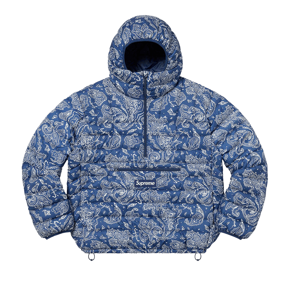 Buy Supreme Micro Down Half Zip Hooded Pullover 'Blue Paisley' - FW22J70 BLUE  PAISLEY | GOAT
