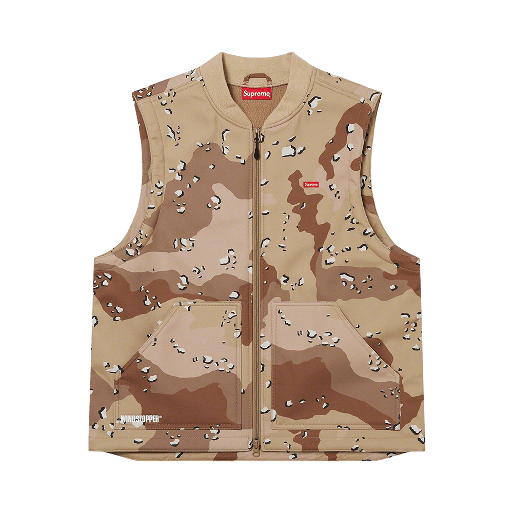 トップス Supreme WINDSTOPPER Work Vest Camo M Buy Supreme x WINDSTOPPER Work Vest 'Chocolate Chip Camo