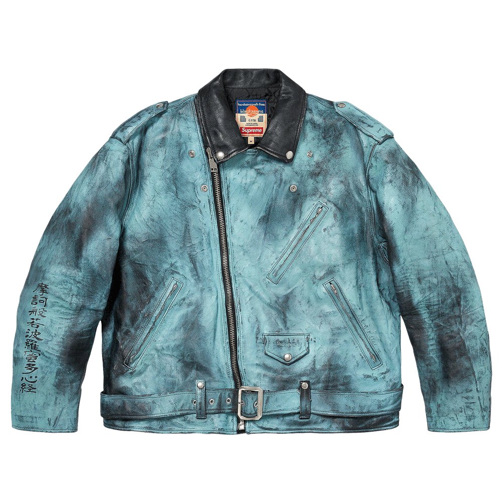 Buy Supreme x blackmeans Painted Leather Motorcycle Jacket 'Light