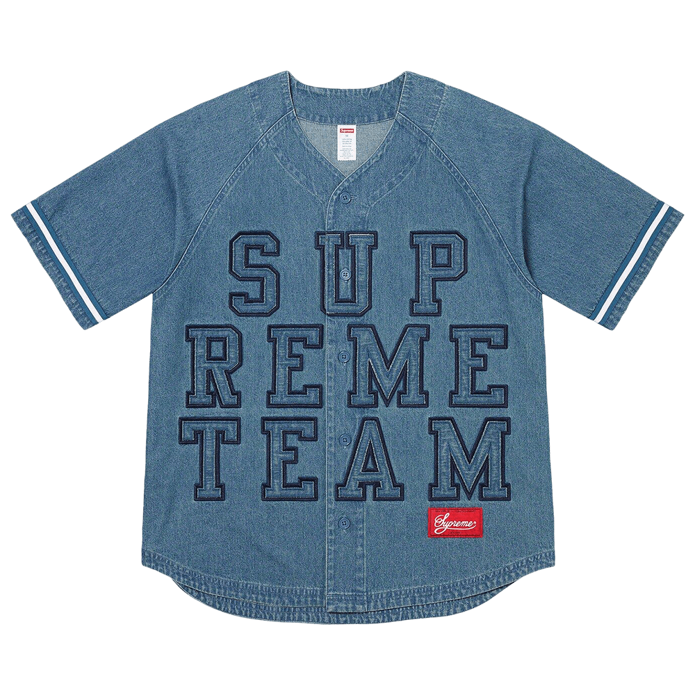 Buy Supreme Denim Baseball Jersey 'Blue' - FW22KN11 BLUE | GOAT